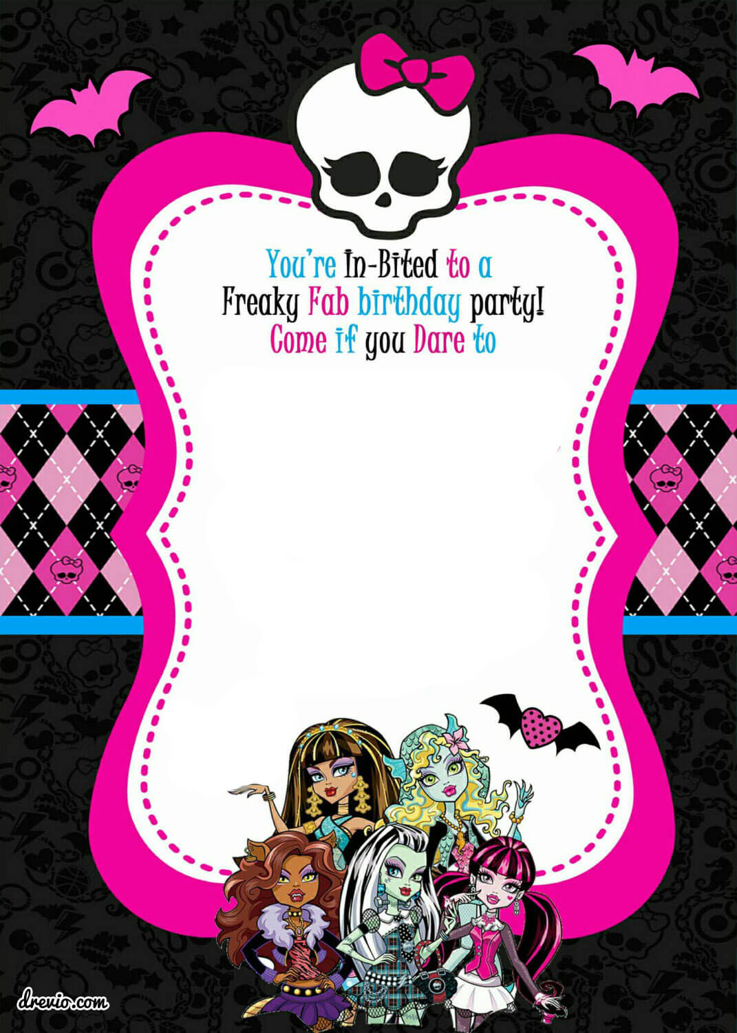 Free Printable Monster High Birthday Invitations Layout With Regard To Monster High Birthday Card Template