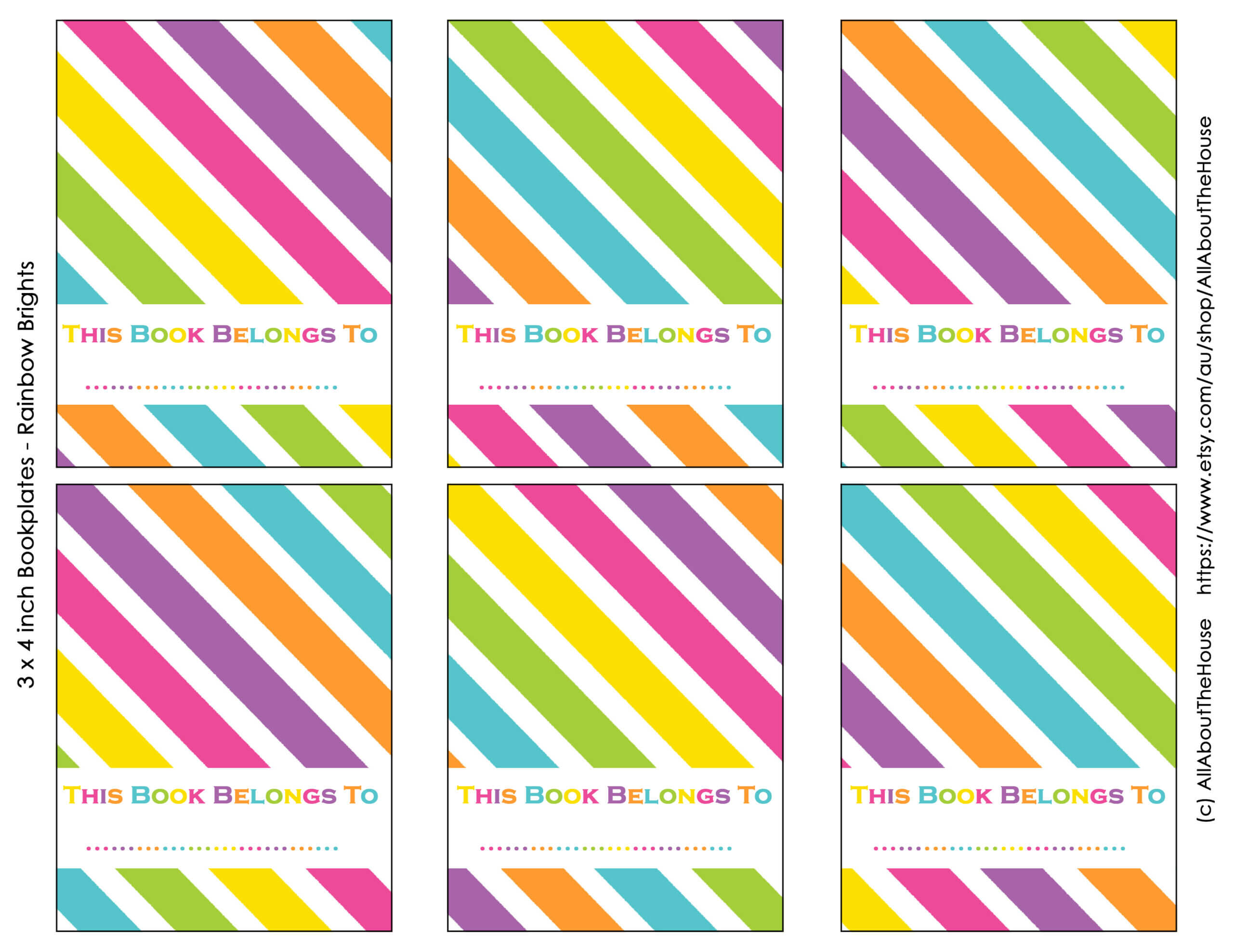 Free Printable Rainbow Bookplate Labels – All About Planners For Bookplate Templates For Word