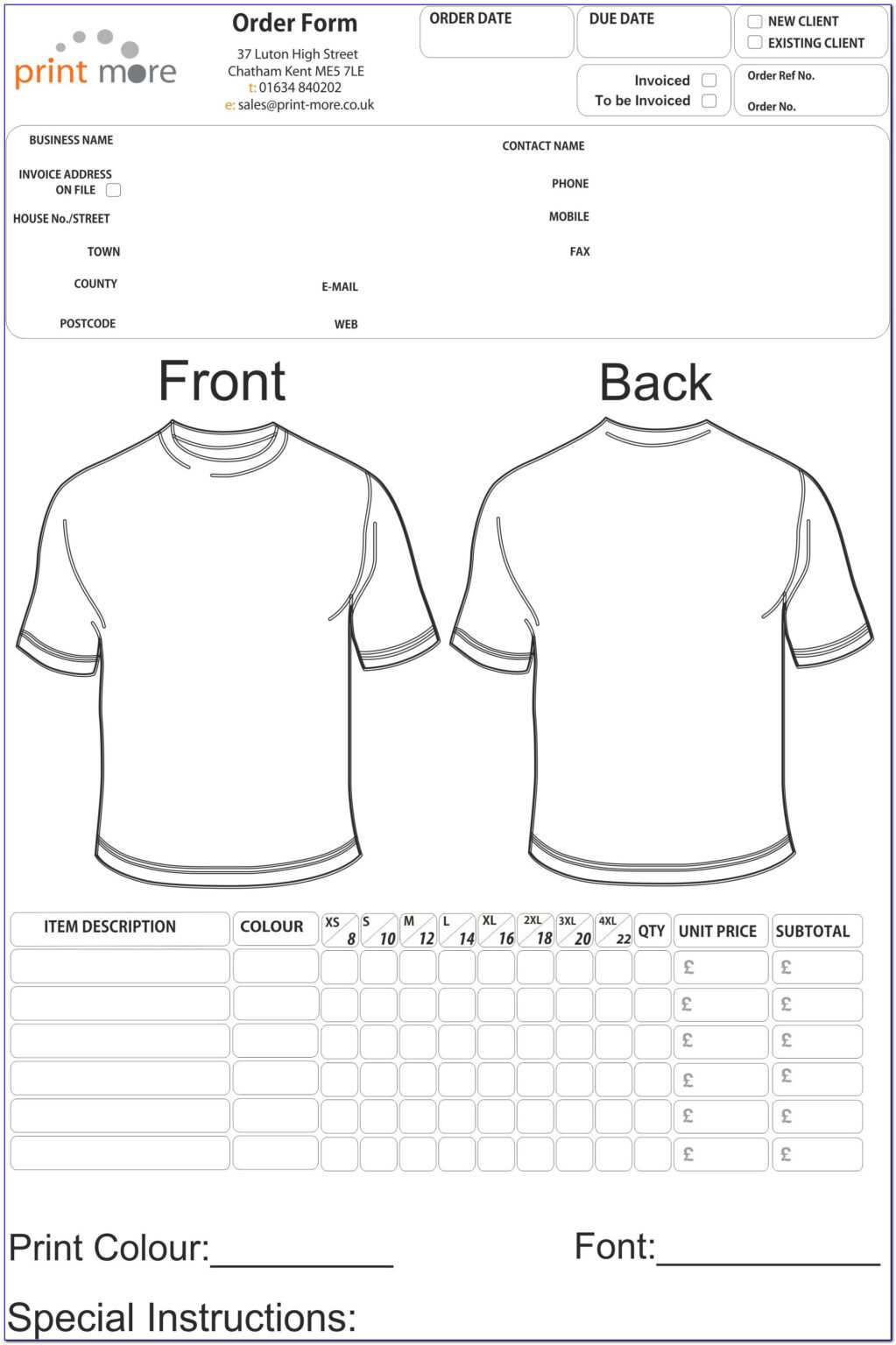 Free Printable T Shirt Order Form Templates – Form : Resume Pertaining ...