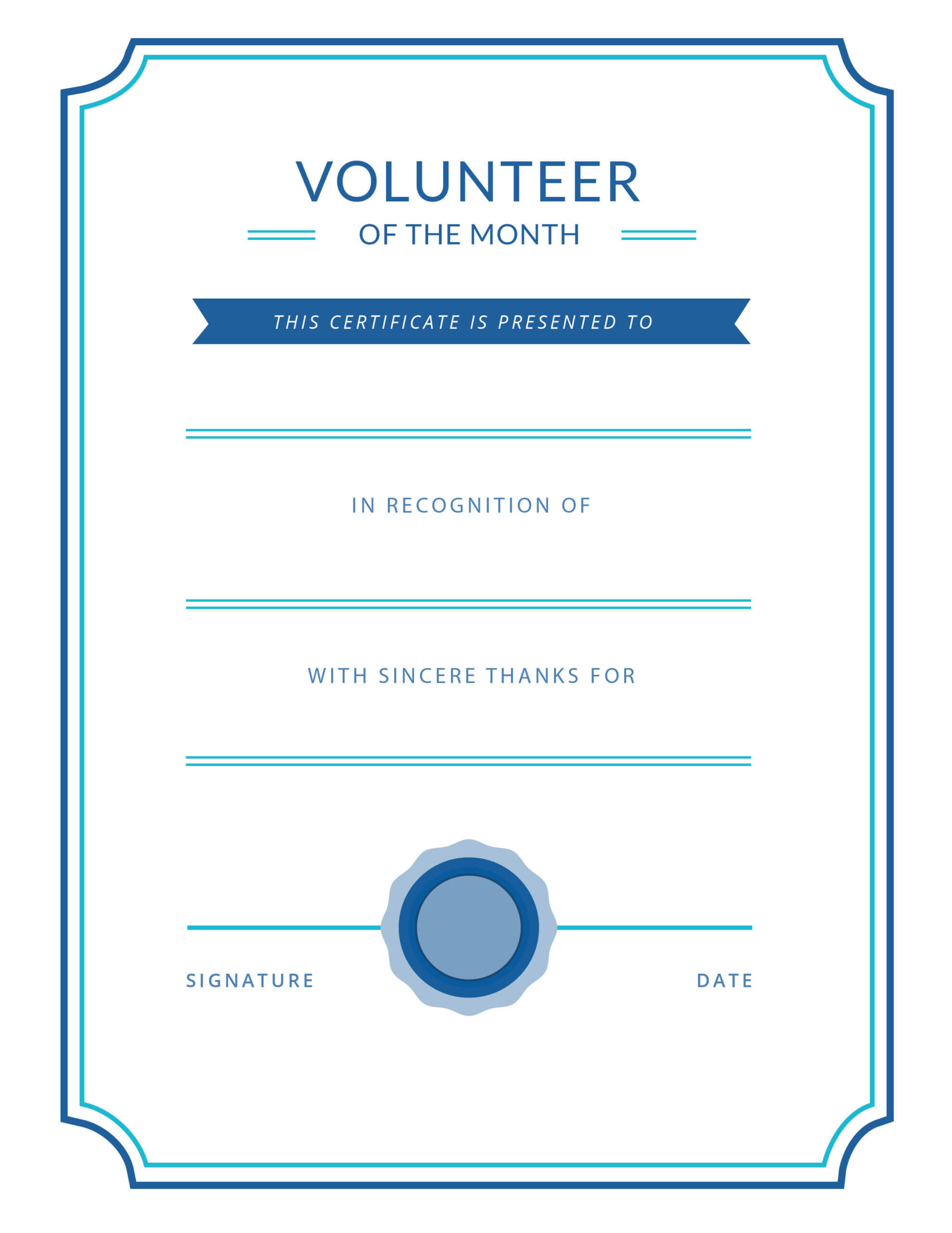 Free Printable Volunteer Appreciation Certificates | Signup Throughout Volunteer Of The Year Certificate Template