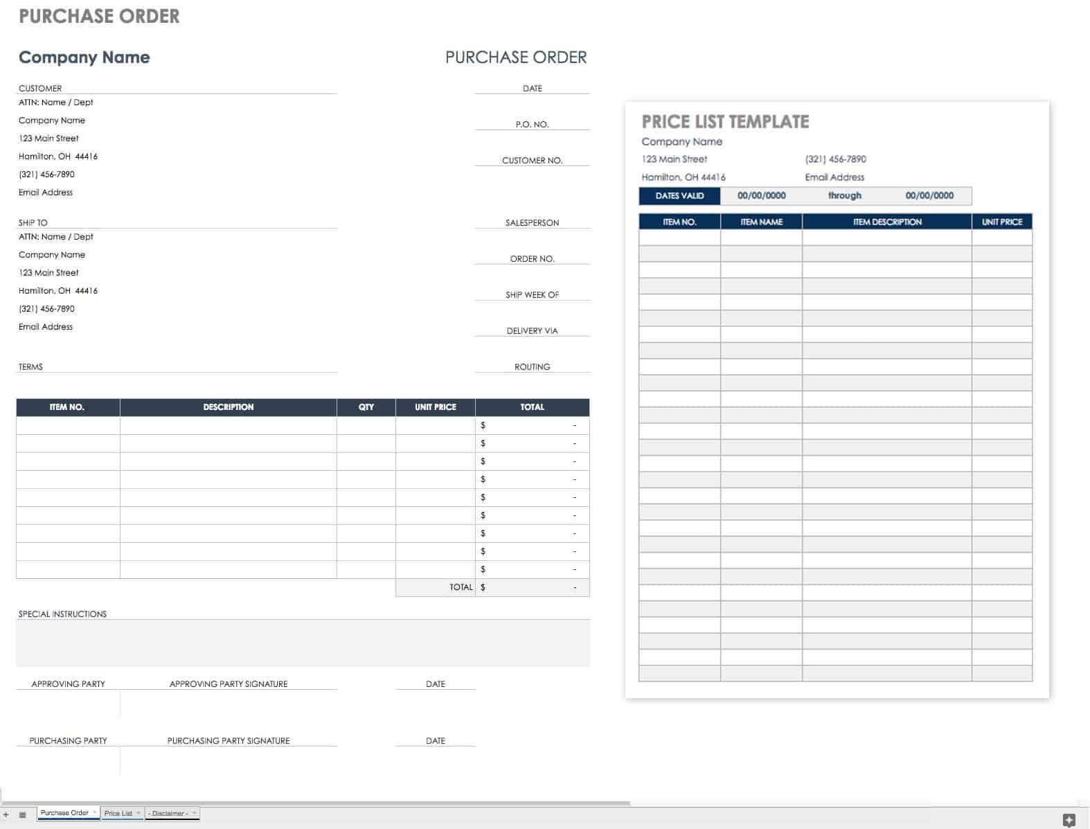 Free Purchase Order Templates | Smartsheet Within Blank Money Order Template