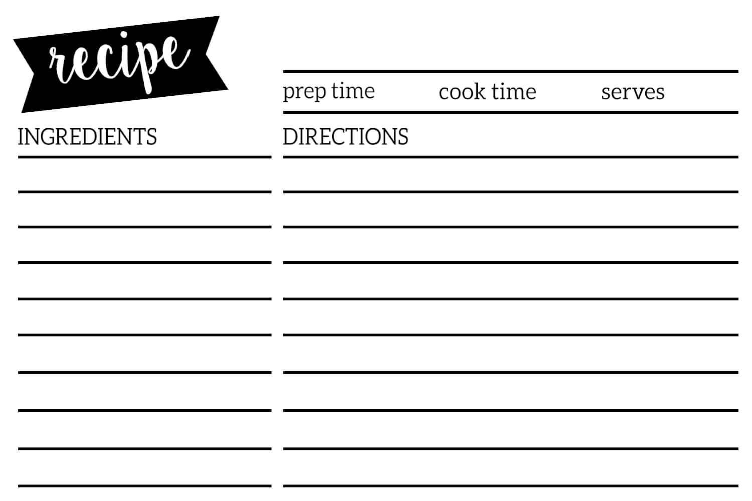 Free Recipe Card Template Printable – Paper Trail Design Pertaining To Recipe Card Design Template