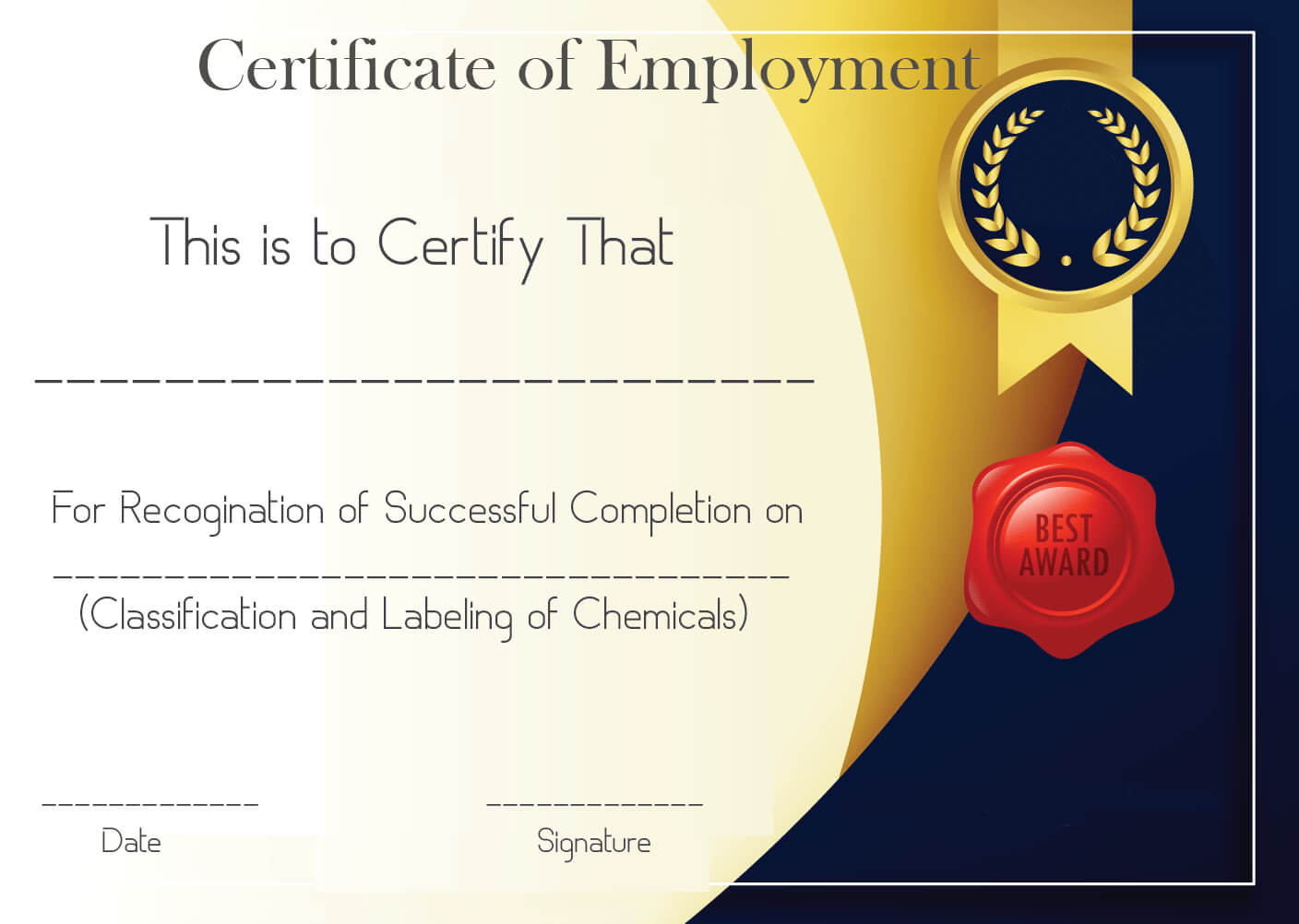 Free Sample Certificate Of Employment Template | Certificate In Best Performance Certificate Template