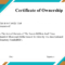 Free Sample Certificate Of Ownership Templates | Certificate With Certificate Of Ownership Template