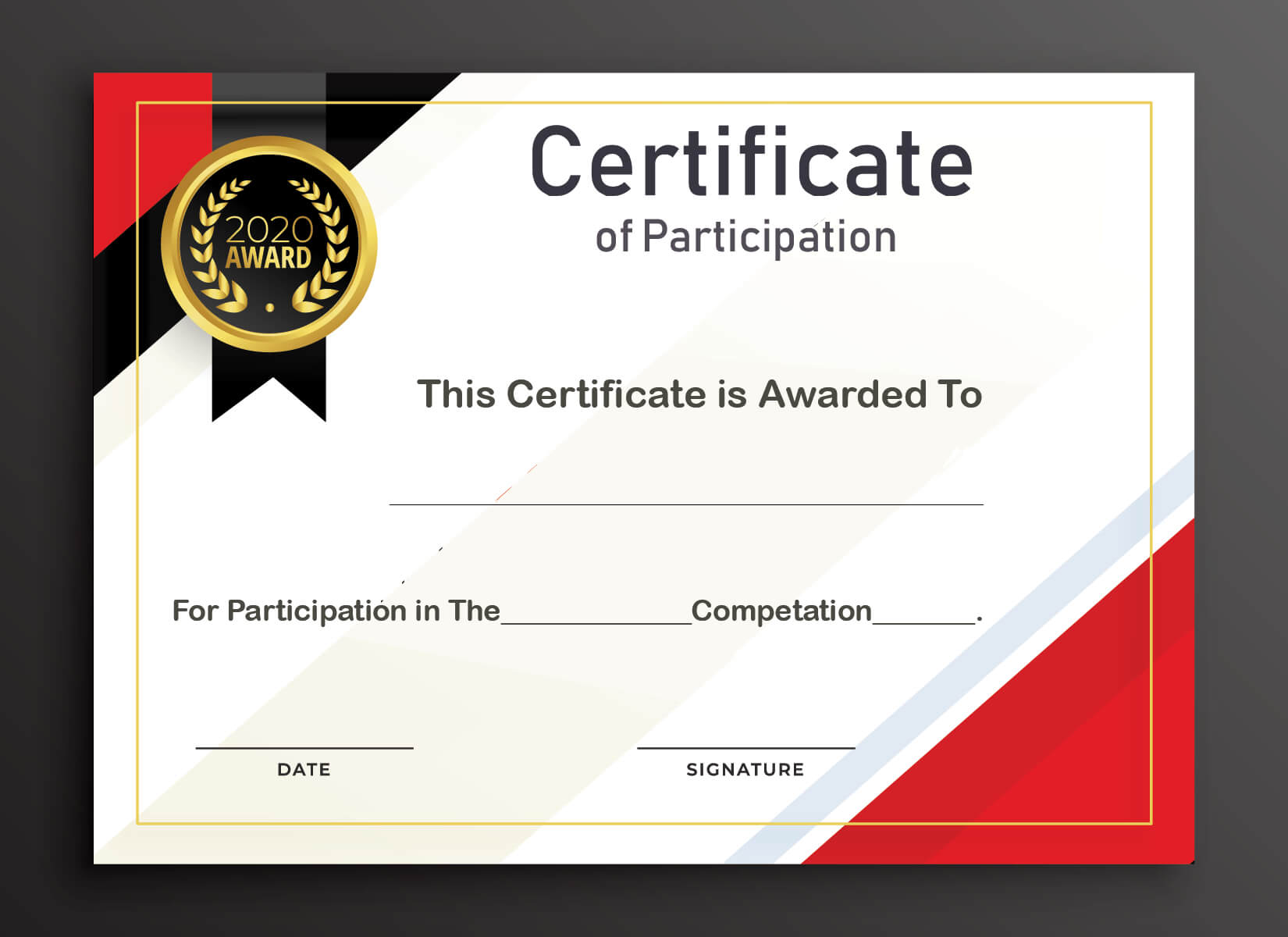 Free Sample Format Of Certificate Of Participation Template With Certificate Of Participation Template Pdf
