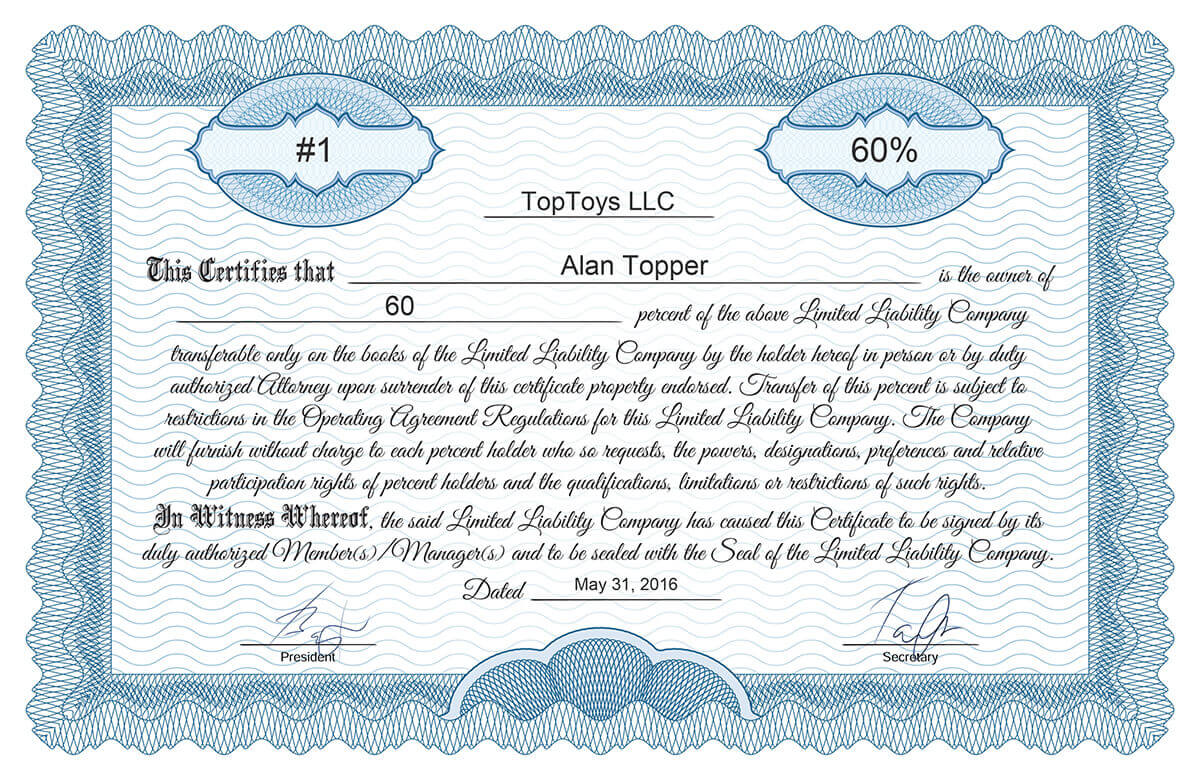 Free Stock Certificate Online Generator Inside Llc Membership Certificate Template