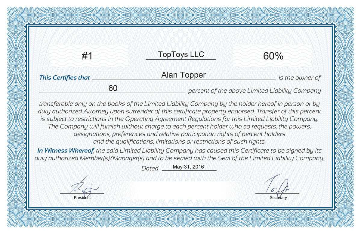 Free Stock Certificate Online Generator With Regard To Llc Membership Certificate Template Word