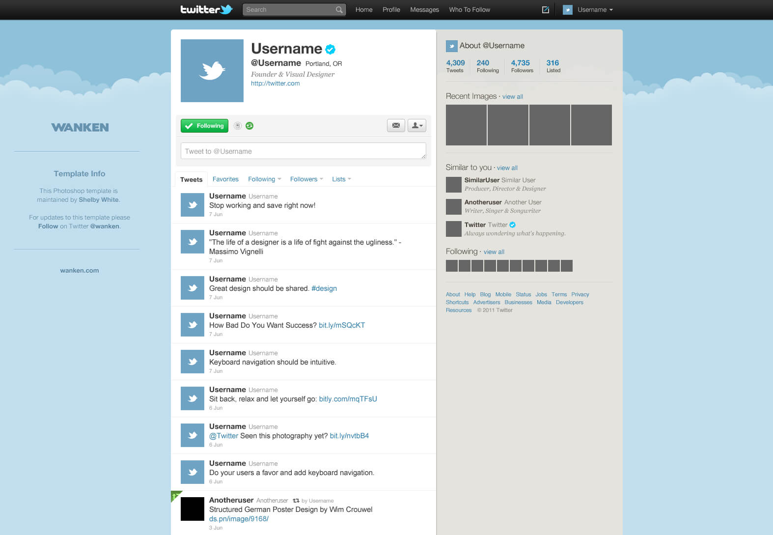 Free Twitter Gui Psd — Smashing Magazine Regarding Blank Twitter Profile Template