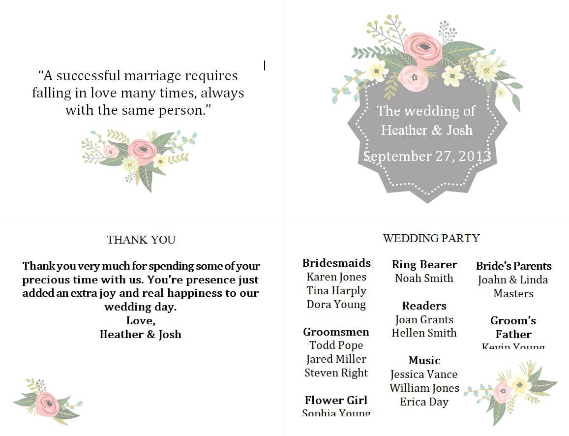 Free Wedding Program Templates You Can Customize Throughout Free Printable Wedding Program Templates Word