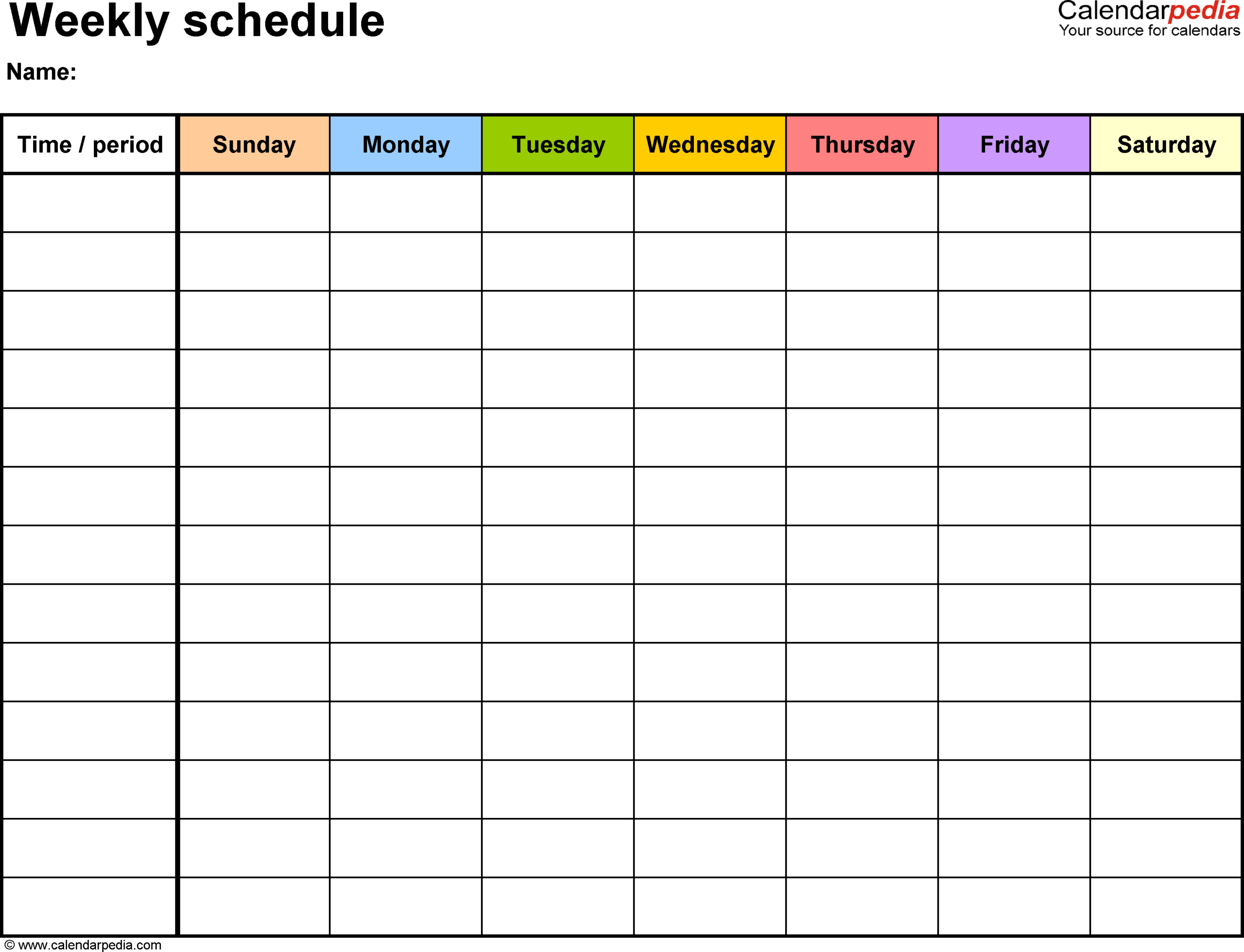 Free Weekly Schedule Templates For Excel – 18 Templates For Blank Calendar Template For Kids