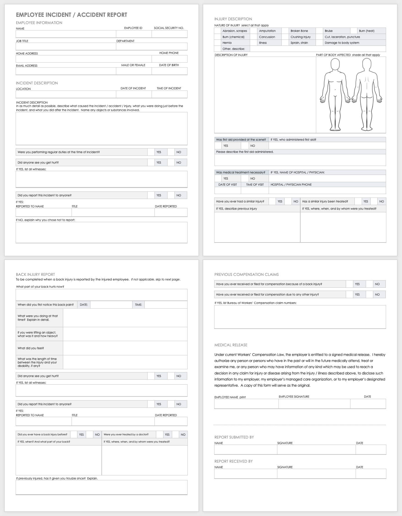 Free Workplace Accident Report Templates | Smartsheet With First Aid Incident Report Form Template
