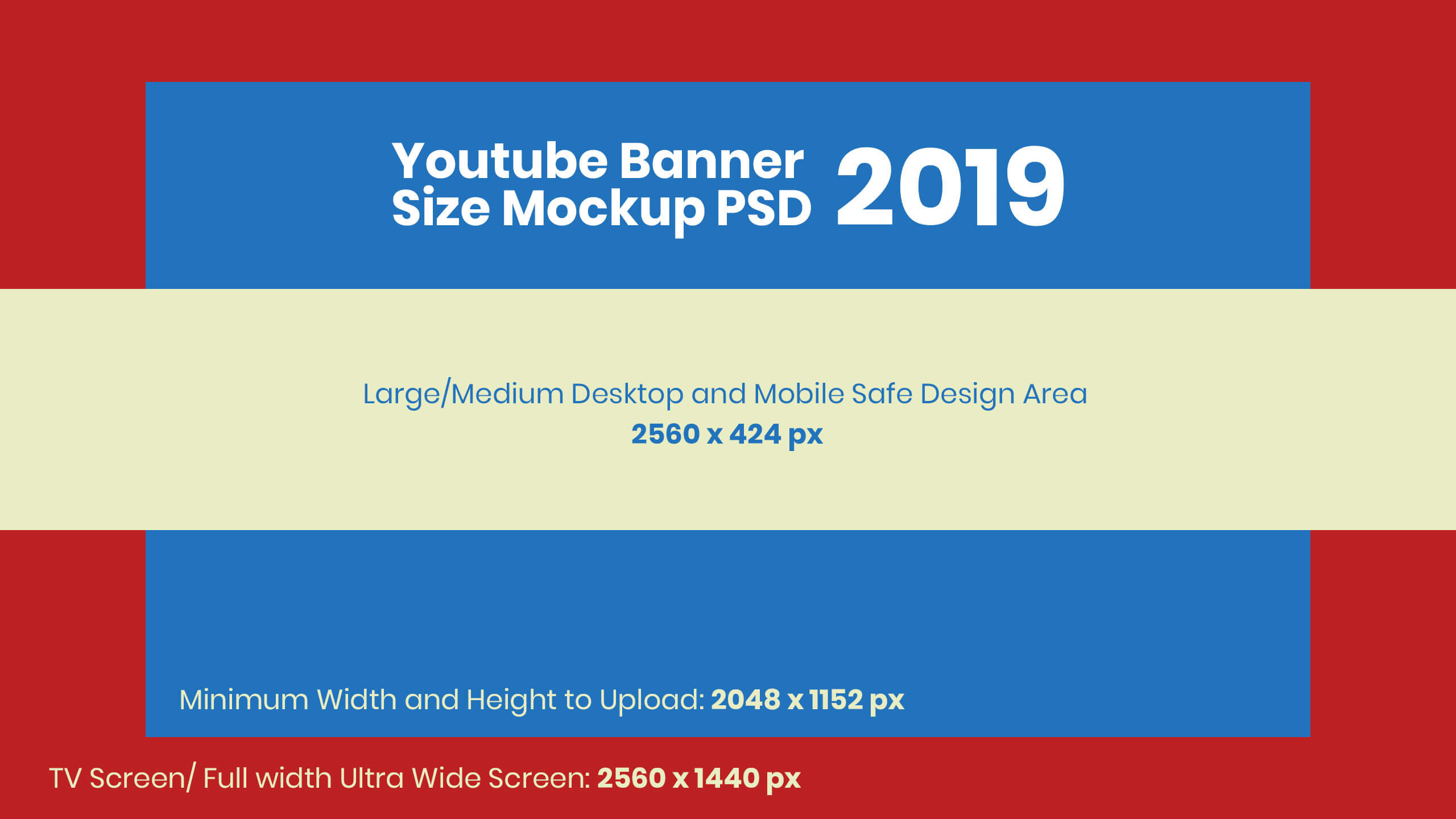 Free Youtube Banner Size Mockup 2019 & Design Template Psd For Youtube Banner Template Size