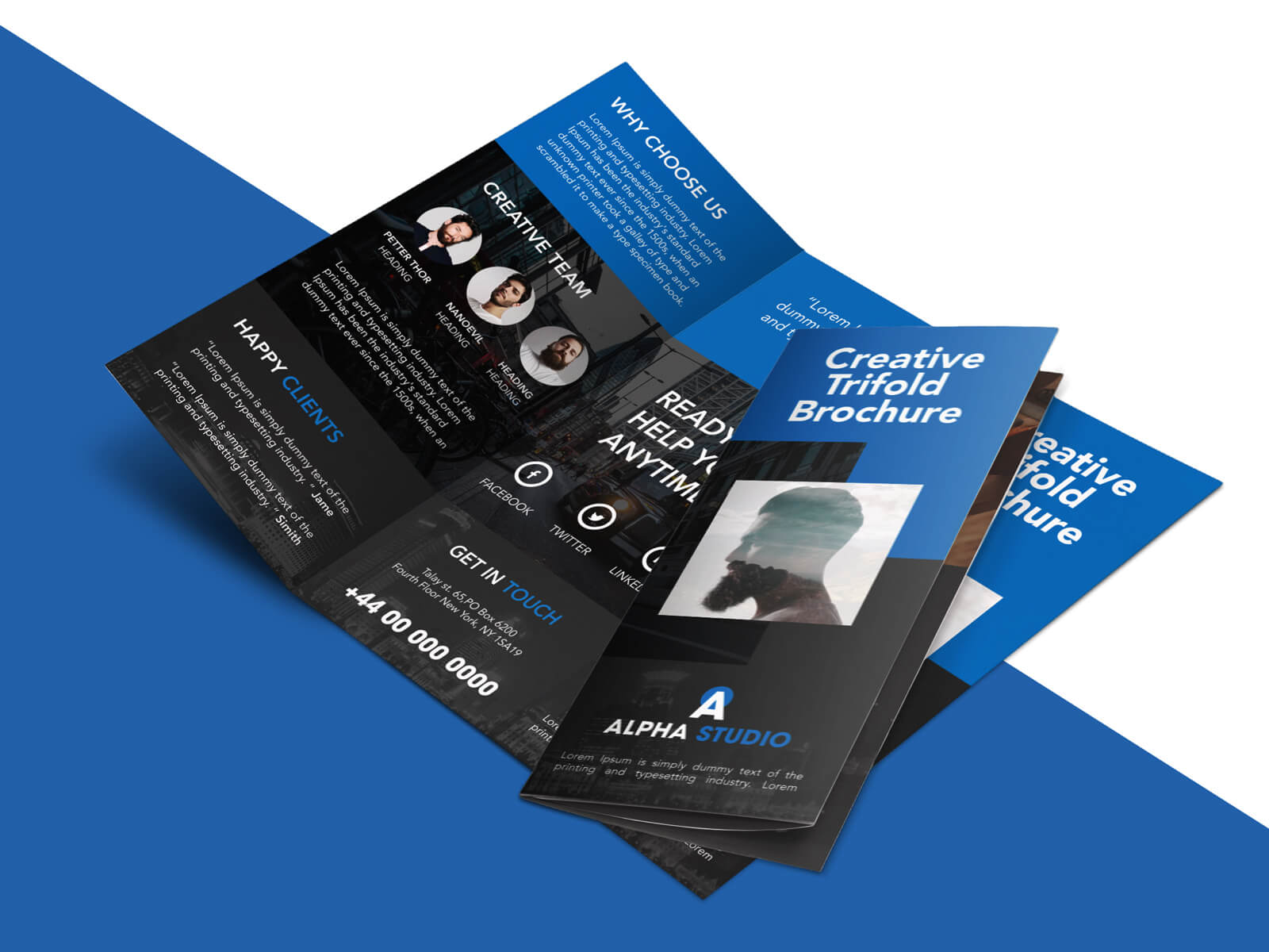 Freebie : Creative Agency Trifold Brochure Free Psd Template Pertaining To Brochure 3 Fold Template Psd