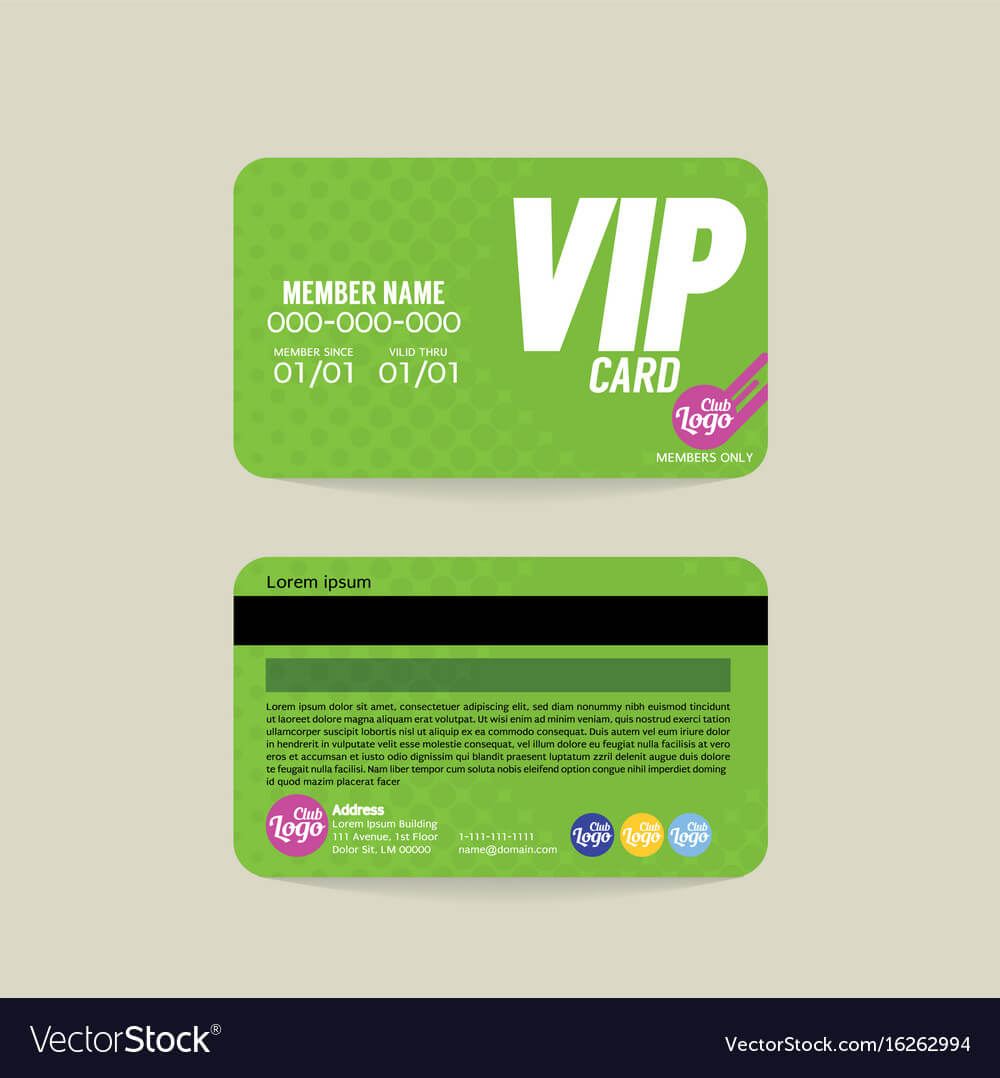 Front And Back Vip Member Card Template Within Membership Card Template Free