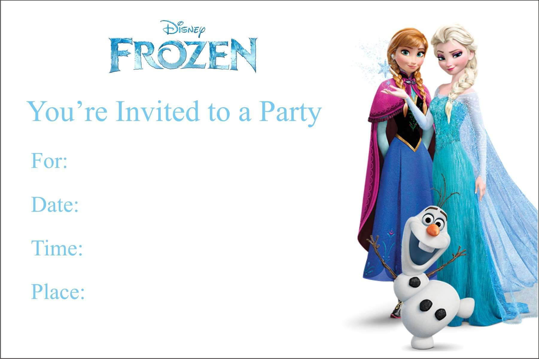 Frozen Birthday Invitations : Frozen Birthday Invitations Within Frozen Birthday Card Template