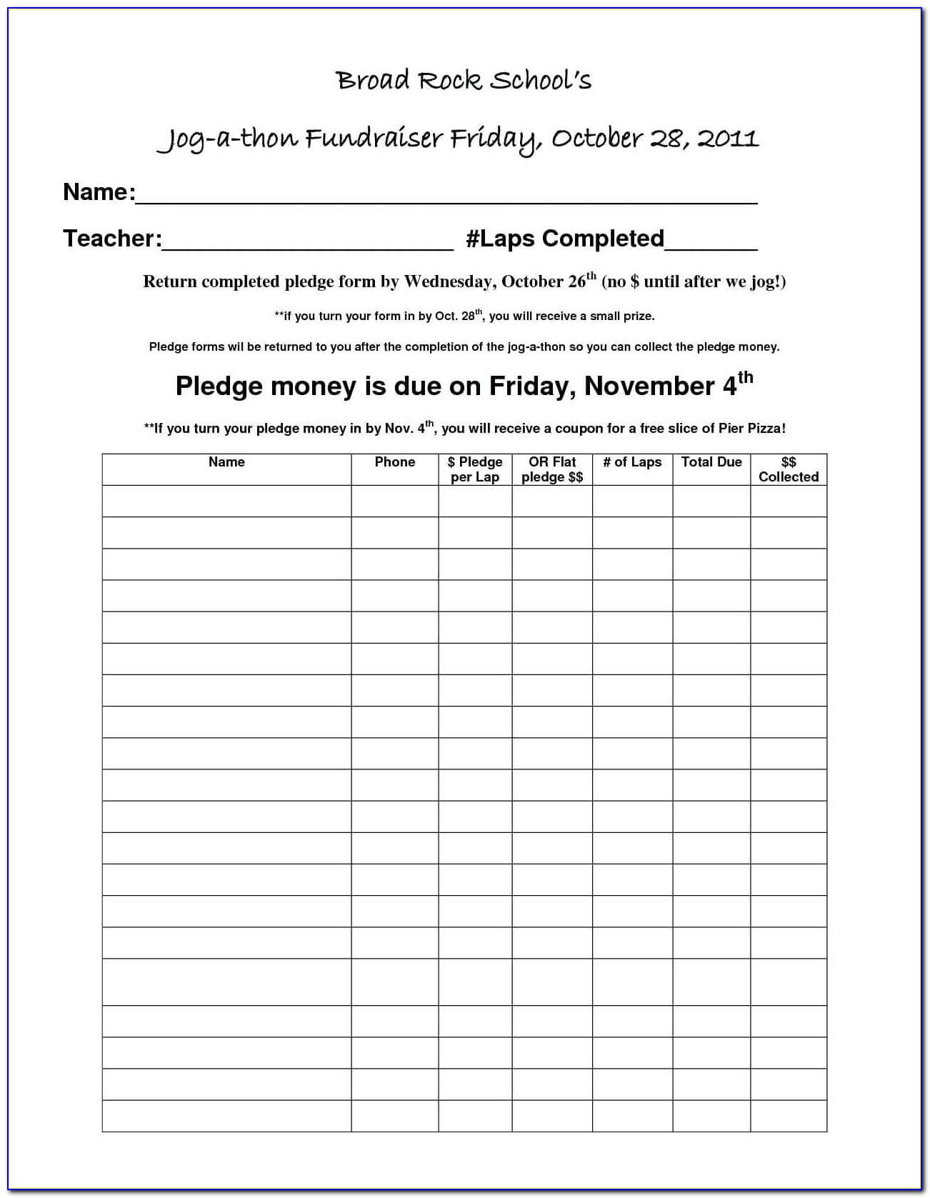 Fundraising Sponsor Form Template – Form : Resume Examples Regarding Free Pledge Card Template