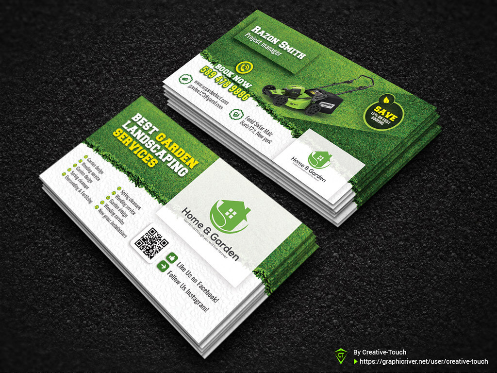 Garden Landscape Business Card Template | Fully Editable Tem With Landscaping Business Card Template