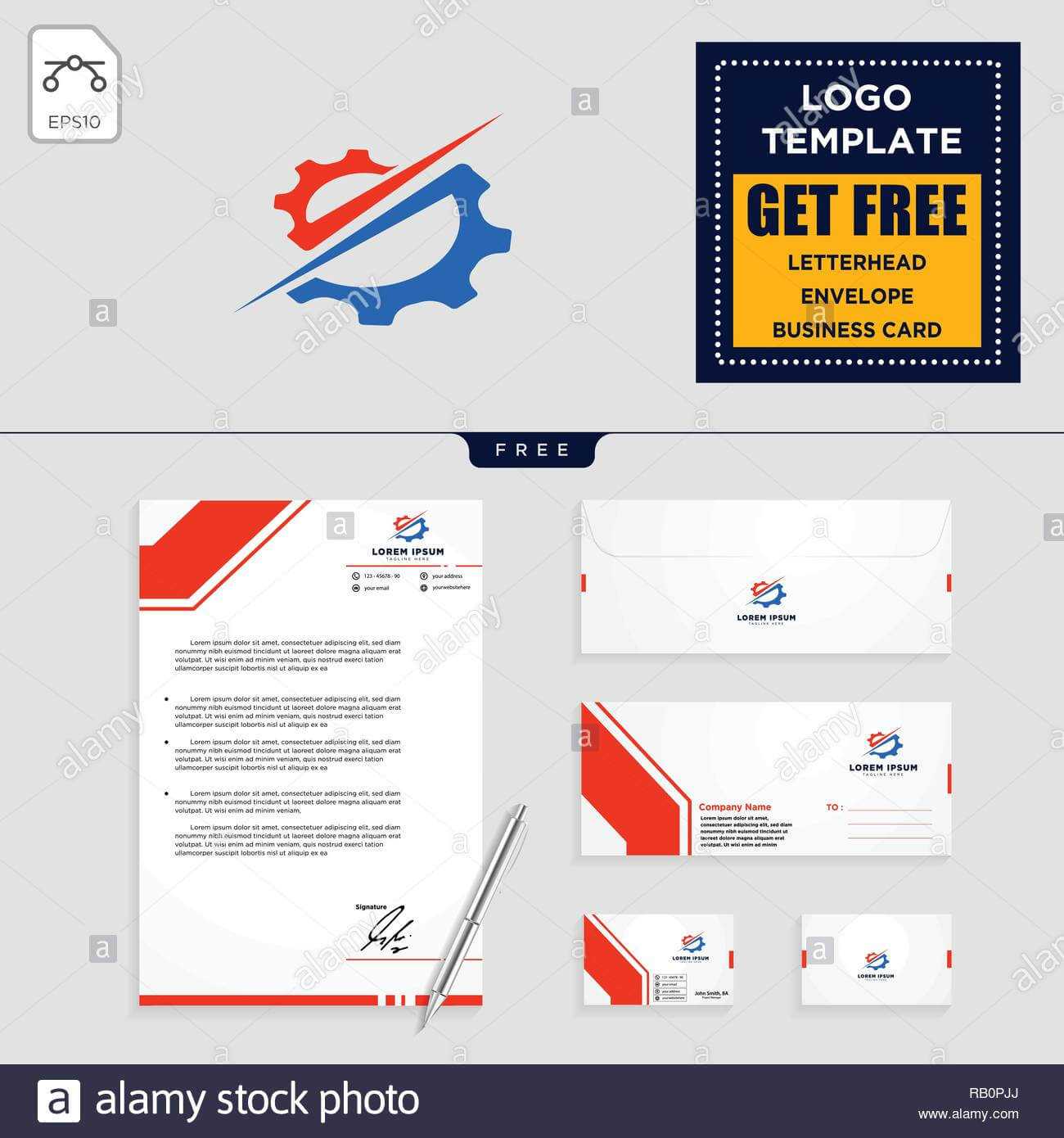 Gear, And Business Chart Logo Template Vector Illustration Throughout Business Card Letterhead Envelope Template