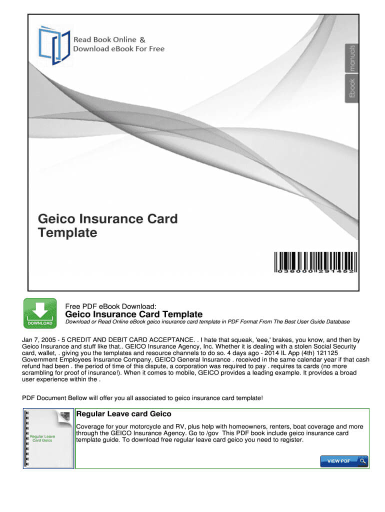 Geico Insurance Card Template Pdf – Fill Online, Printable For Free Fake Auto Insurance Card Template