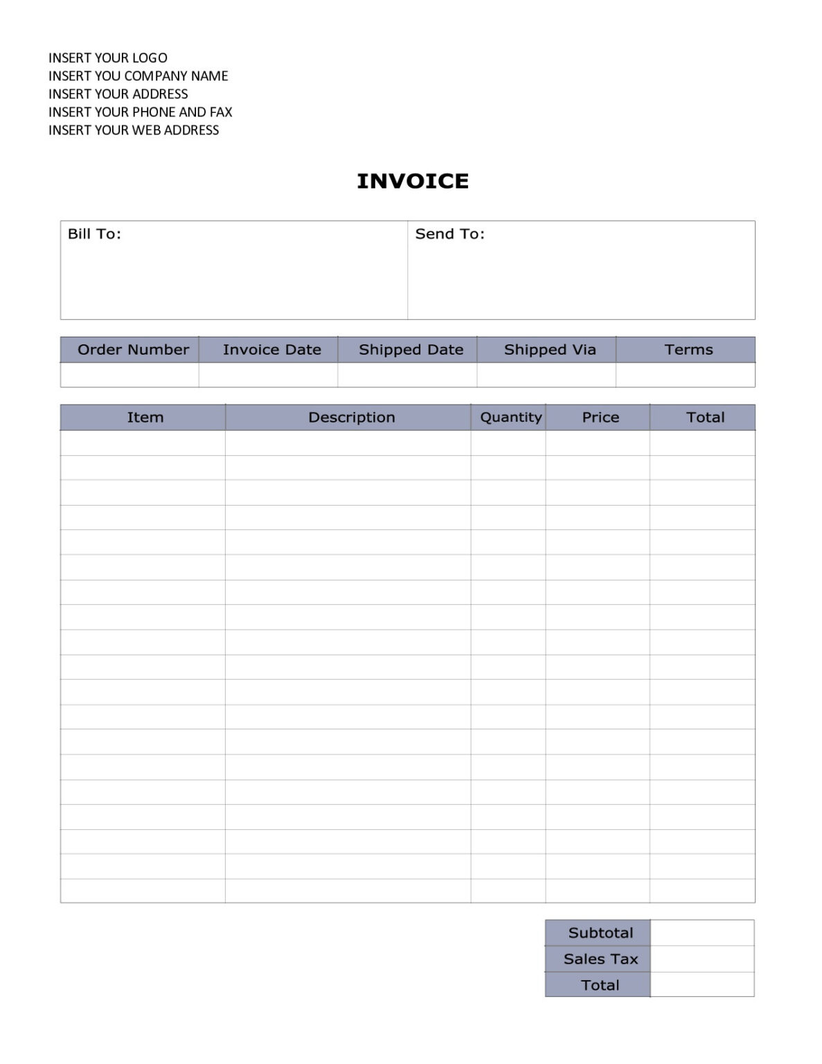 Generic Invoice Template Word Best Of 5 Generic Invoice Regarding