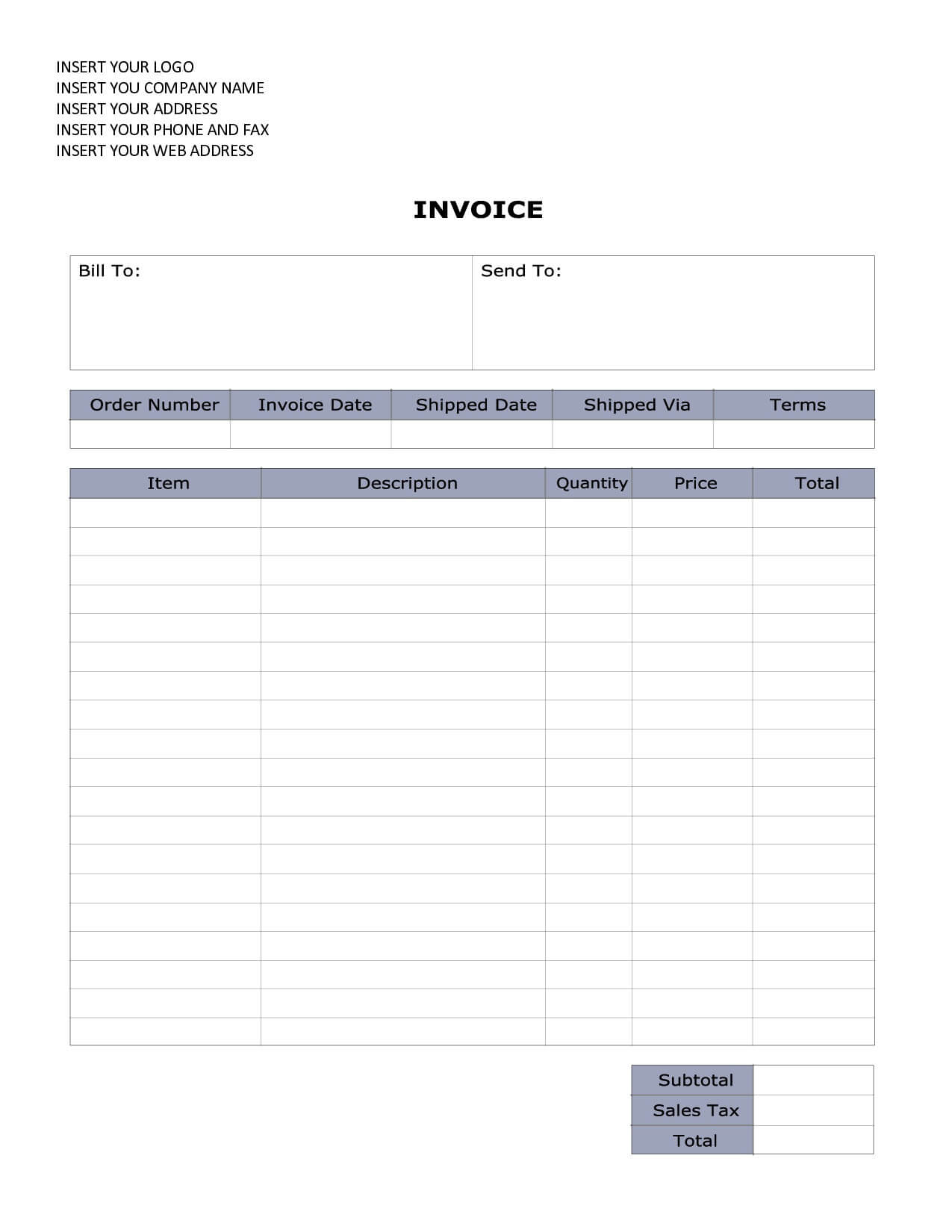 Generic Invoice Template Word Best Of 5 Generic Invoice Regarding Invoice Template Word 2010