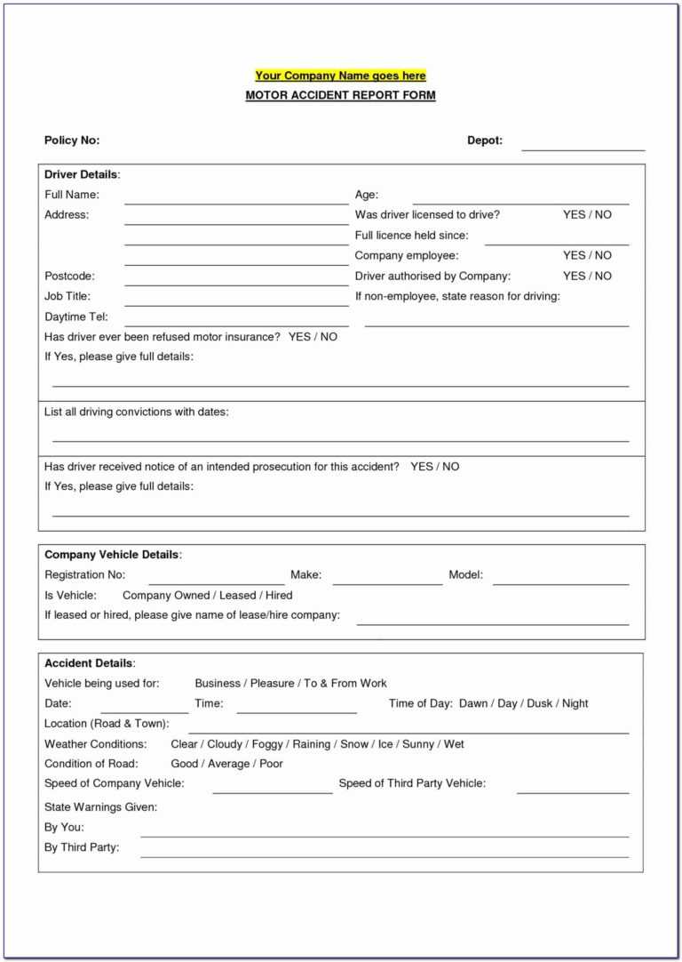 Uniform Motor Vehicle Accident Report Form Form Regarding