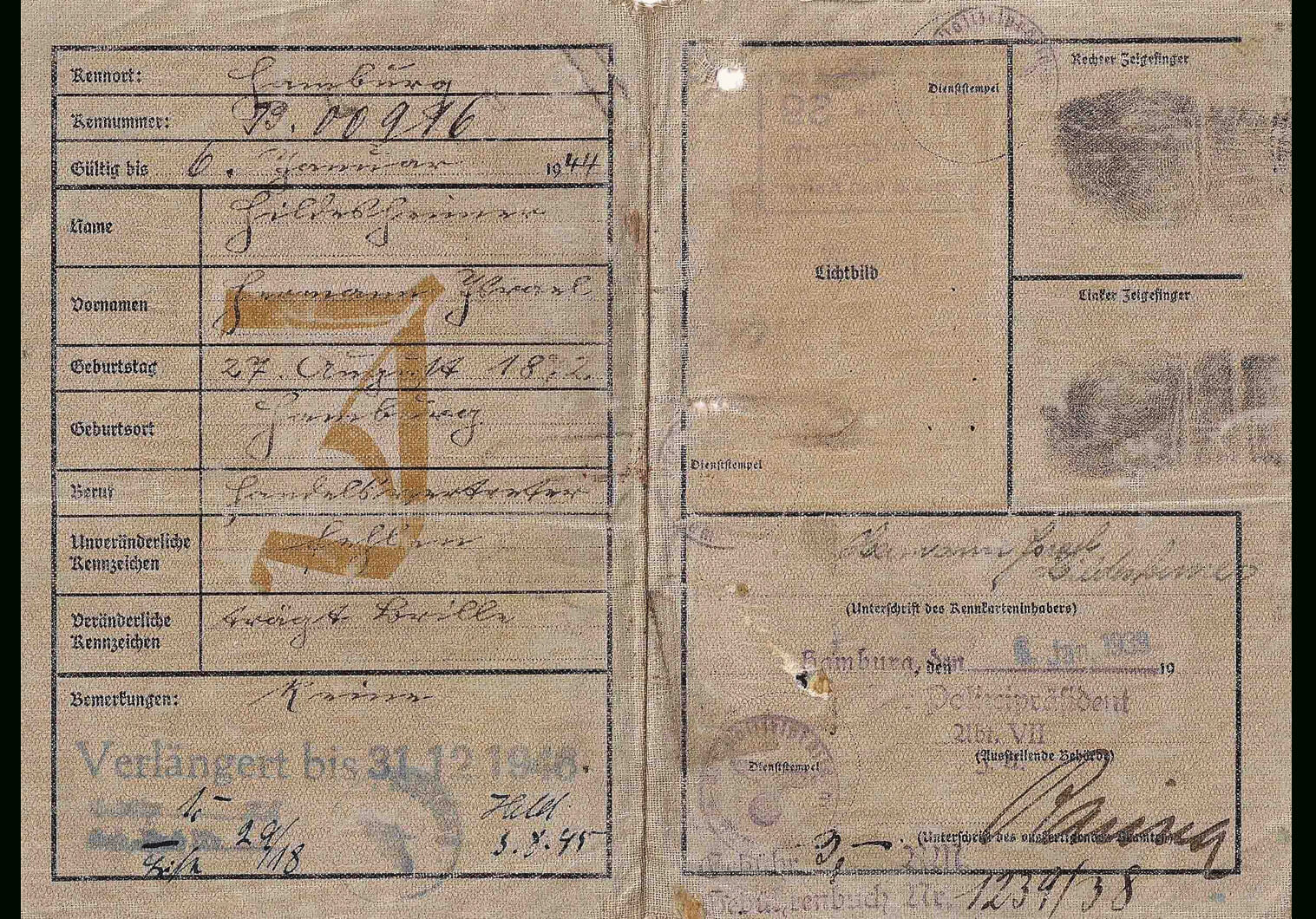 German Special Issued Id's For Jews – Our Passports Within World War 2 Identity Card Template