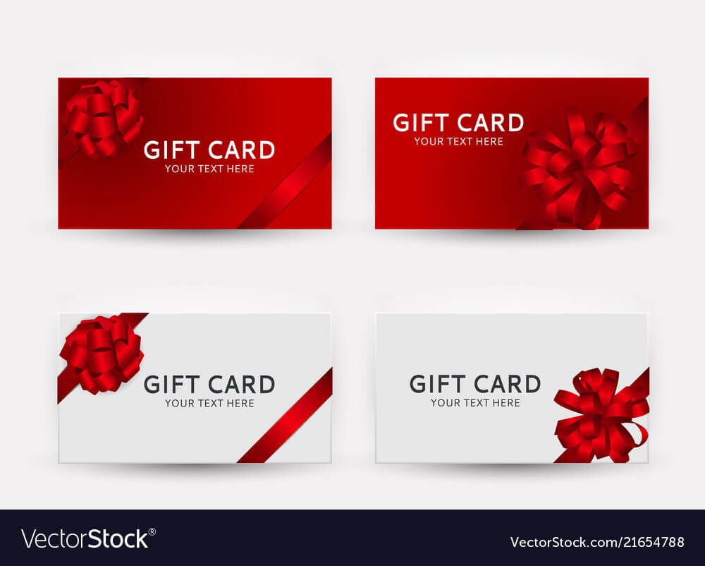 Gift Card Template Collection Set With Bow And Pertaining To Gift Card Template Illustrator