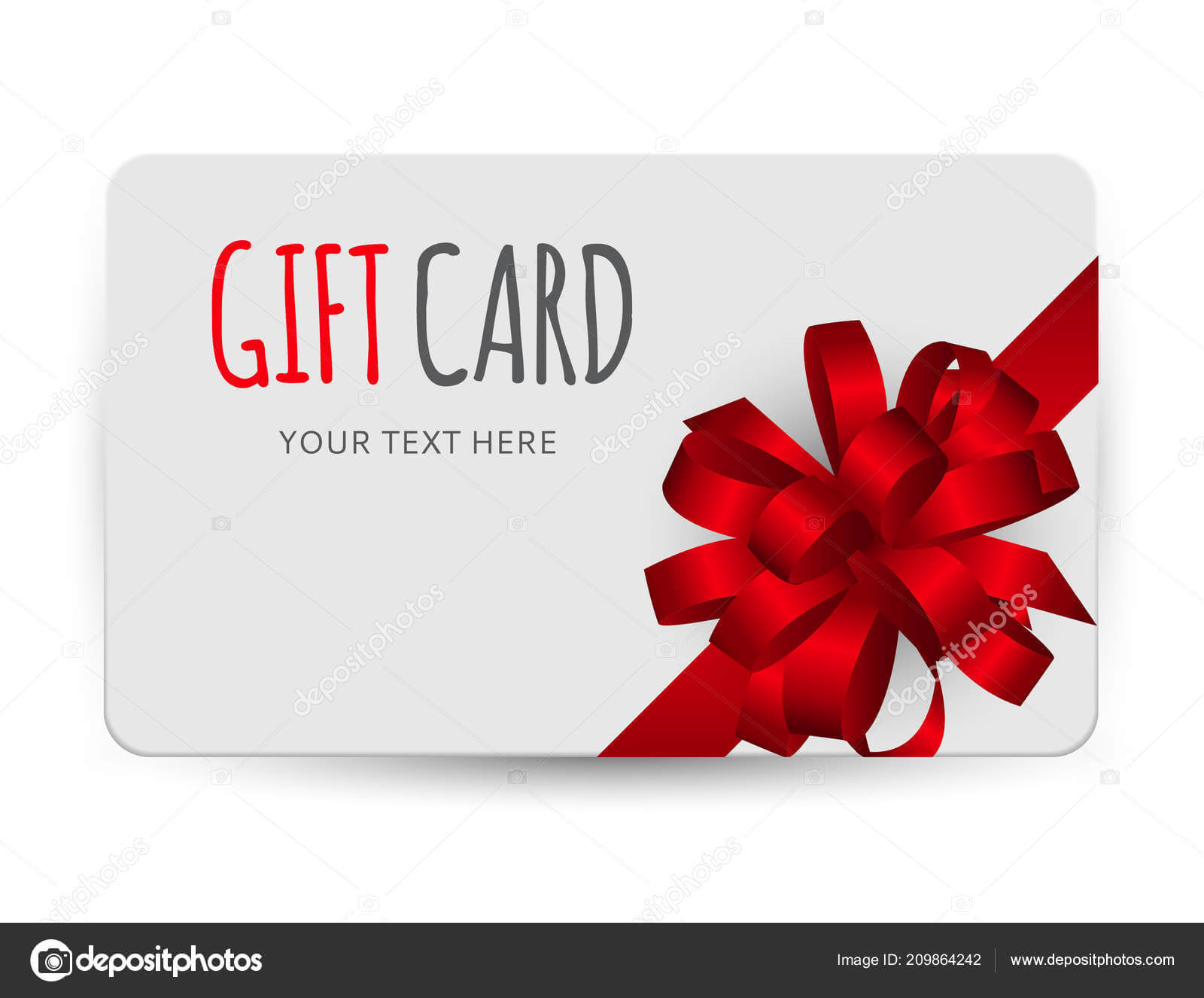Gift Card Template With Bow And Ribbon Vector Illustration With Present Card Template