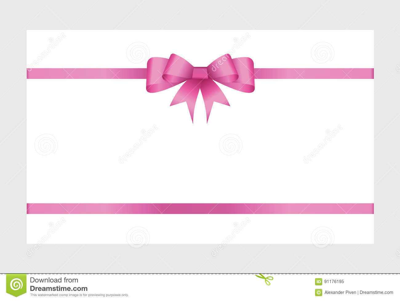 Gift Card With Pink Ribbon And A Bow Stock Vector With Regard To Pink Gift Certificate Template