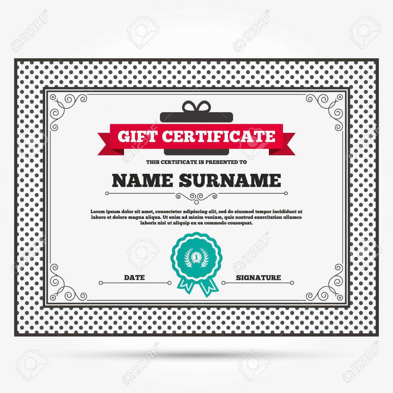 Gift Certificate. First Place Award Sign Icon. Prize For Winner.. Regarding First Place Certificate Template