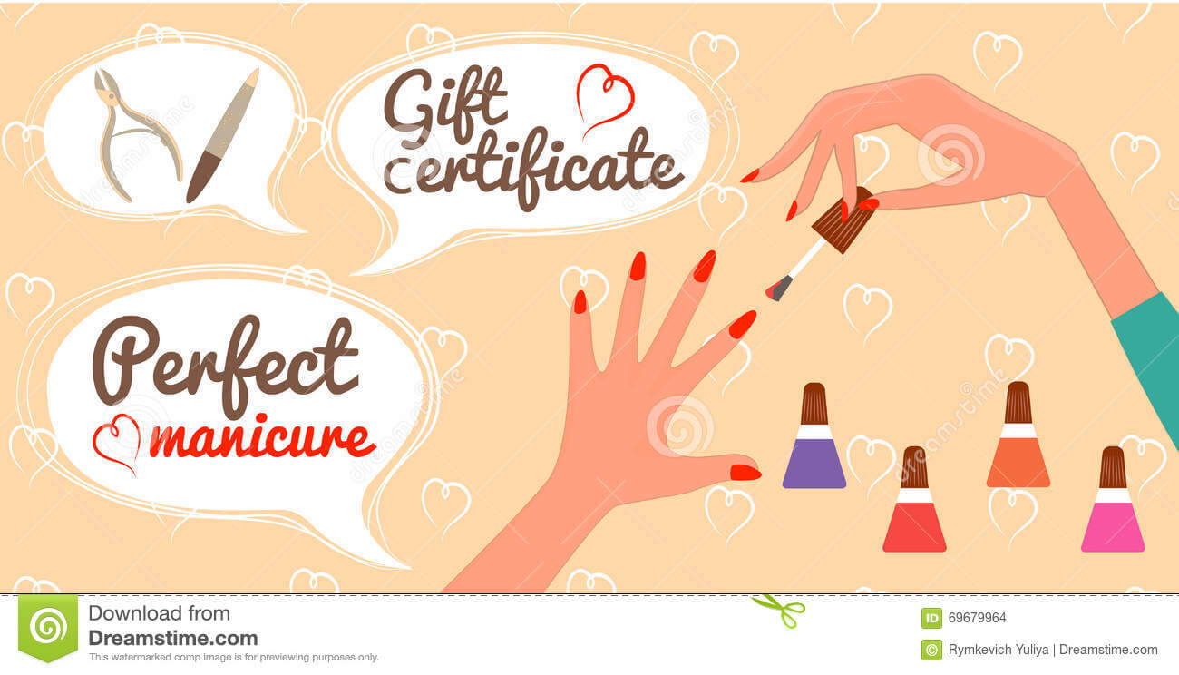 Gift Certificate Perfect Manicure Nail Salon Stock Vector In Nail Gift Certificate Template Free