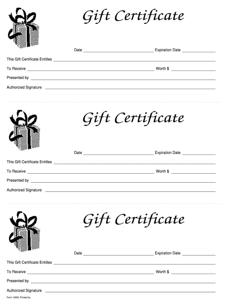 Gift Certificate Template Free – Fill Online, Printable Inside Black And White Gift Certificate Template Free