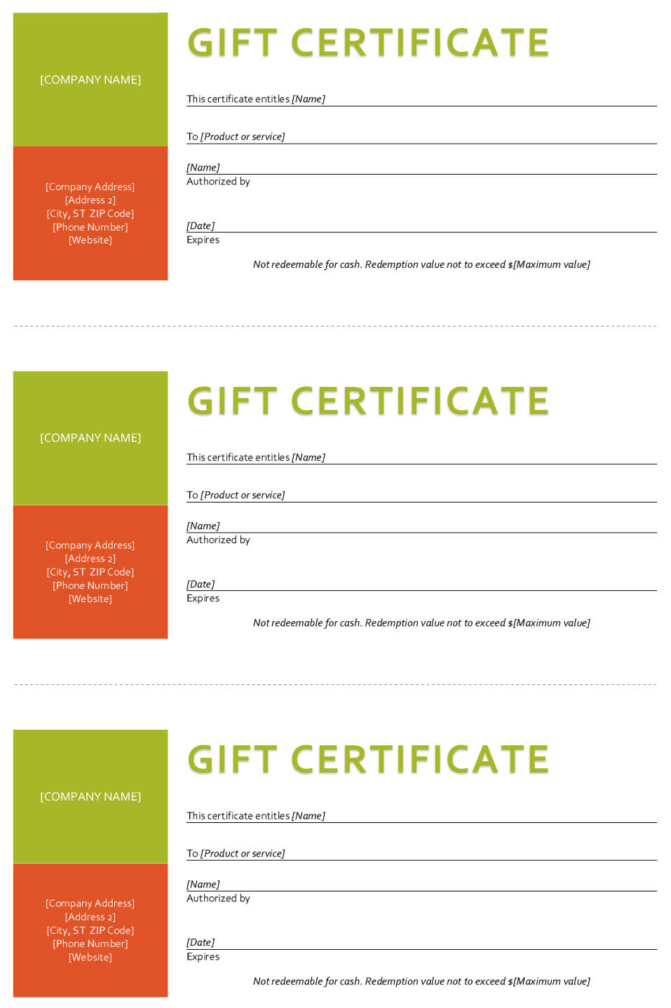 Gift Certificate Template - Sample Gift Certificate Inside Company Gift Certificate Template