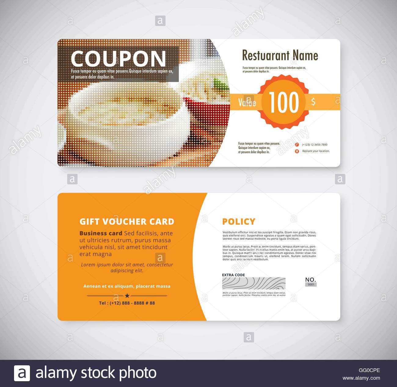 Gift Coupon Voucher Template For Restaurant. Flyer Brochure With Regard To Restaurant Gift Certificate Template