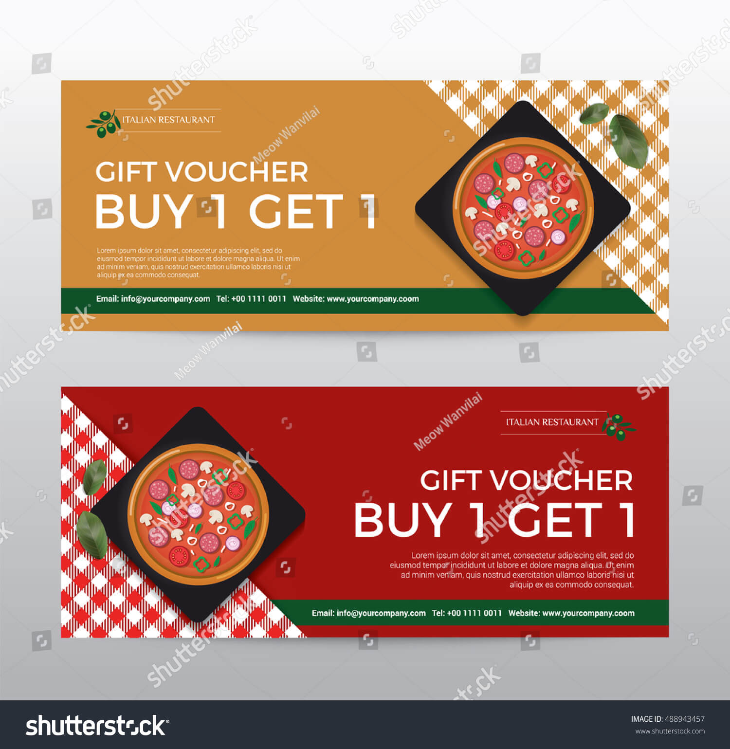 Gift Voucher Template Food Pizza Restaurant Stock Vector With Pizza Gift Certificate Template