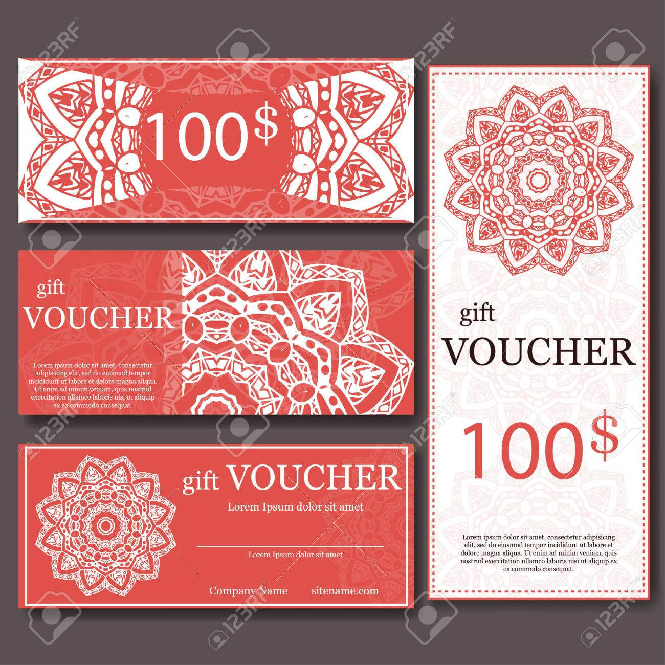 Gift Voucher Template With Mandala. Design Certificate For Sport.. Inside Yoga Gift Certificate Template Free