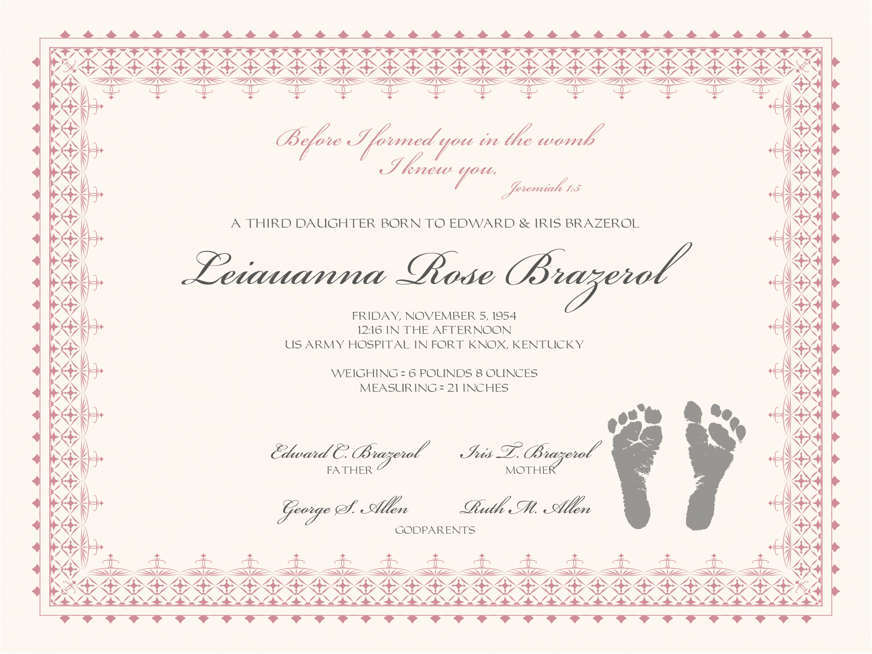 Girl Birth Certificate Template – Yatay.horizonconsulting.co Throughout Girl Birth Certificate Template