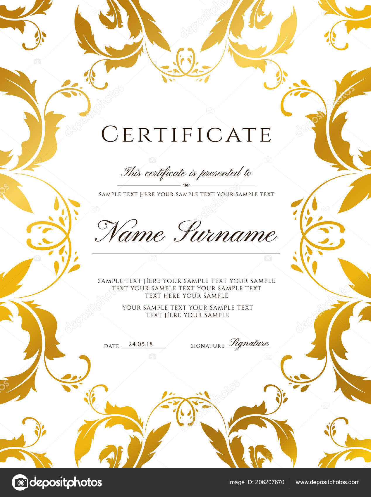Gold Border Template | Certificate Template Gold Border With Award Certificate Border Template