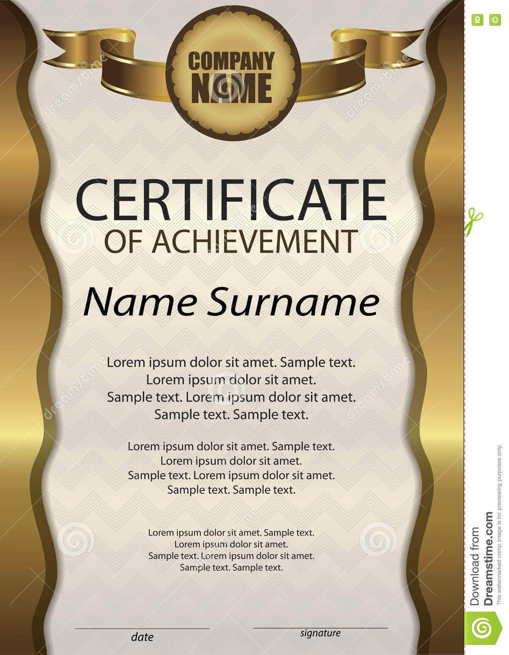 Gold Certificate Of Achievement Or Diploma. Template Within Certificate Of Attainment Template