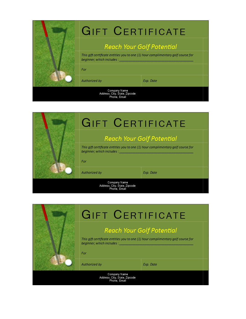 Golf Gift Non Cash Value Voucher | Templates At Intended For Golf Gift Certificate Template