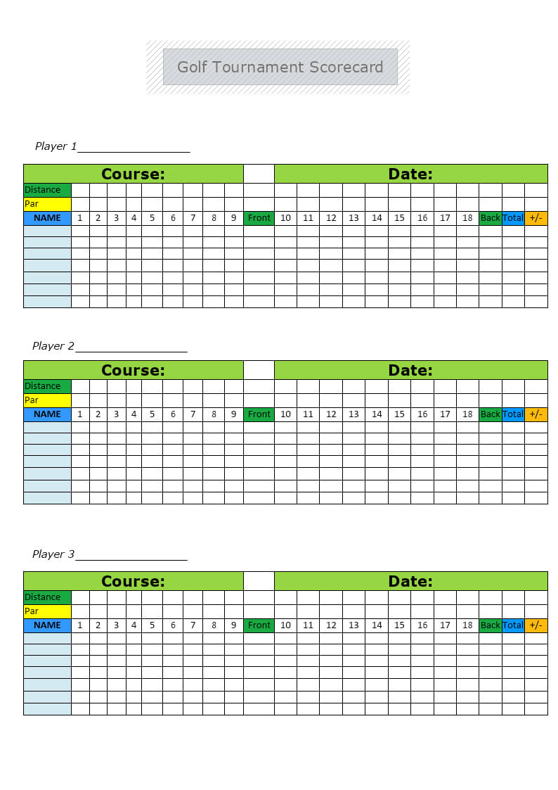 Golf Tournament Scorecard Template | Mydraw Regarding Golf Score Cards Template