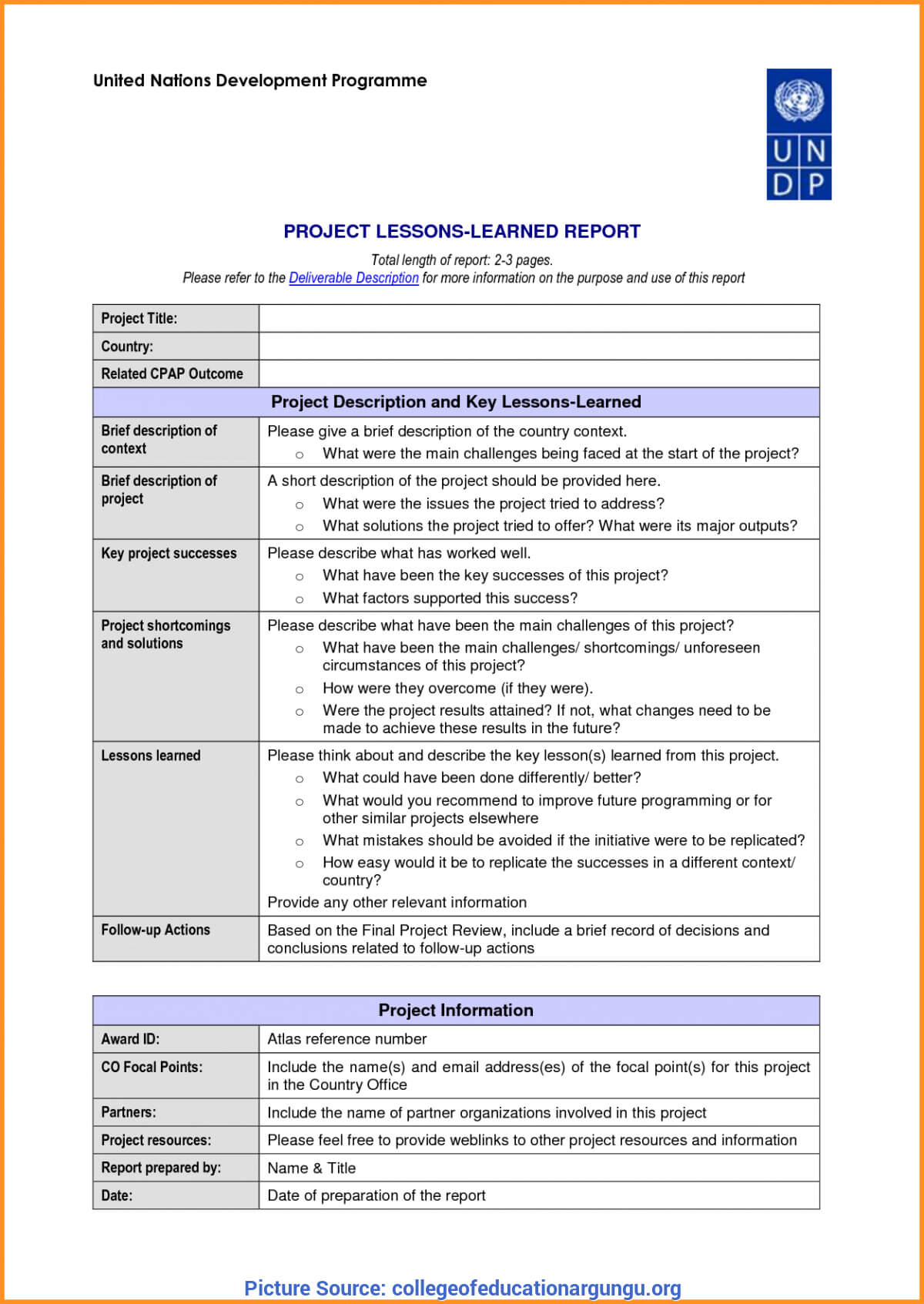 Great Hse Lessons Learned Template 23 Lessons Learnt Report Inside Hse Report Template