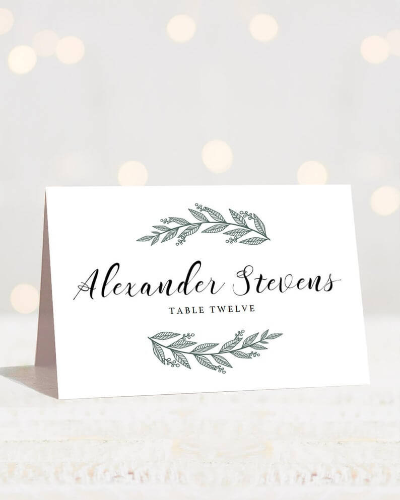 Greenery Wedding Place Cards Template Printable Name Cards Botanical  Wedding Name Cards Wedding Printables Green Wedding Seating Cards Rb1 Inside Table Name Card Template
