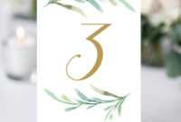 Greenery Wedding Table Numbers Template, Printable Reception inside Table Number Cards Template