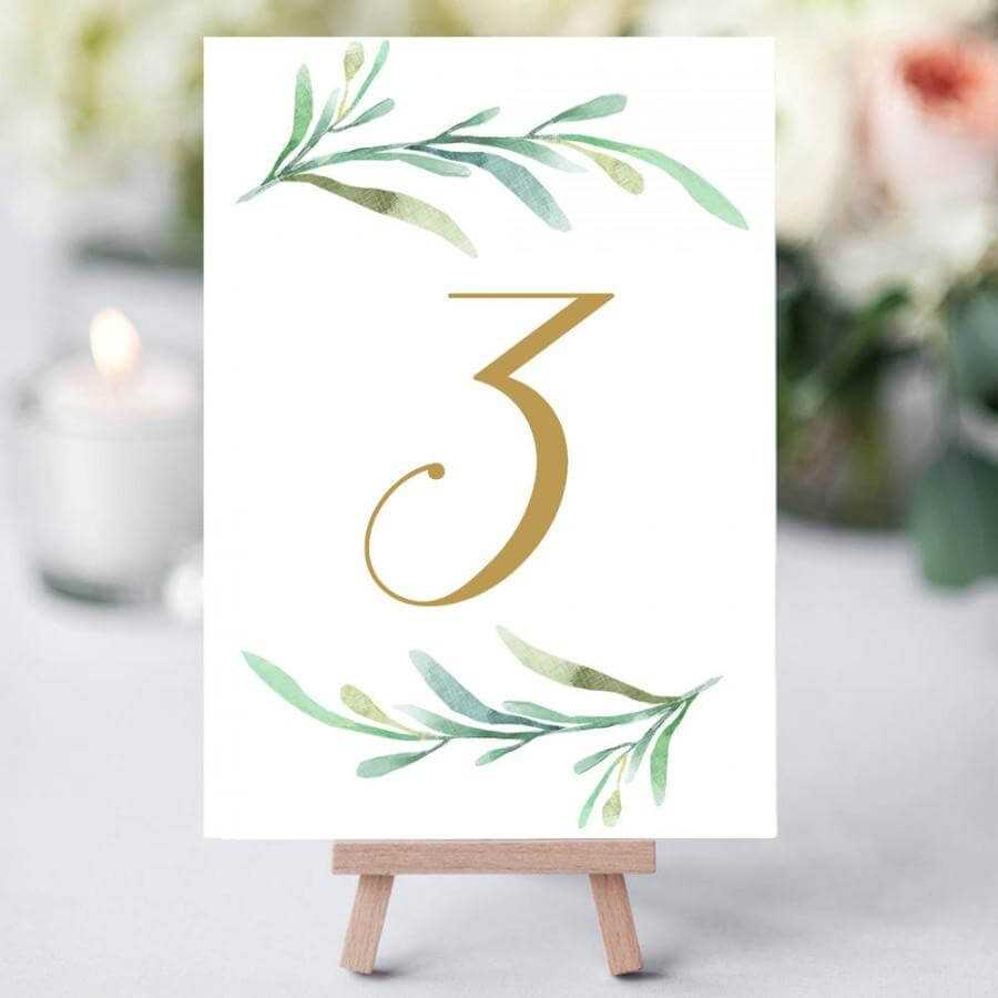 Greenery Wedding Table Numbers Template, Printable Reception Inside Table Number Cards Template