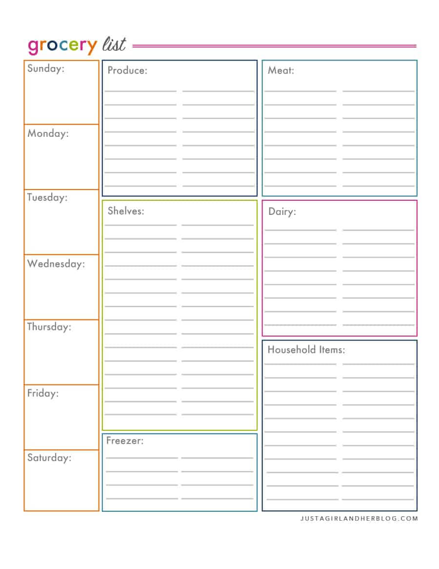 Grocery Shopping List Template - Zohre.horizonconsulting.co With Regard To Blank Grocery Shopping List Template