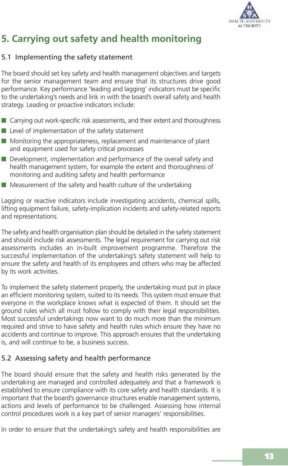 Guidance For Directors And Senior Managers On Their With Health And Safety Board Report Template