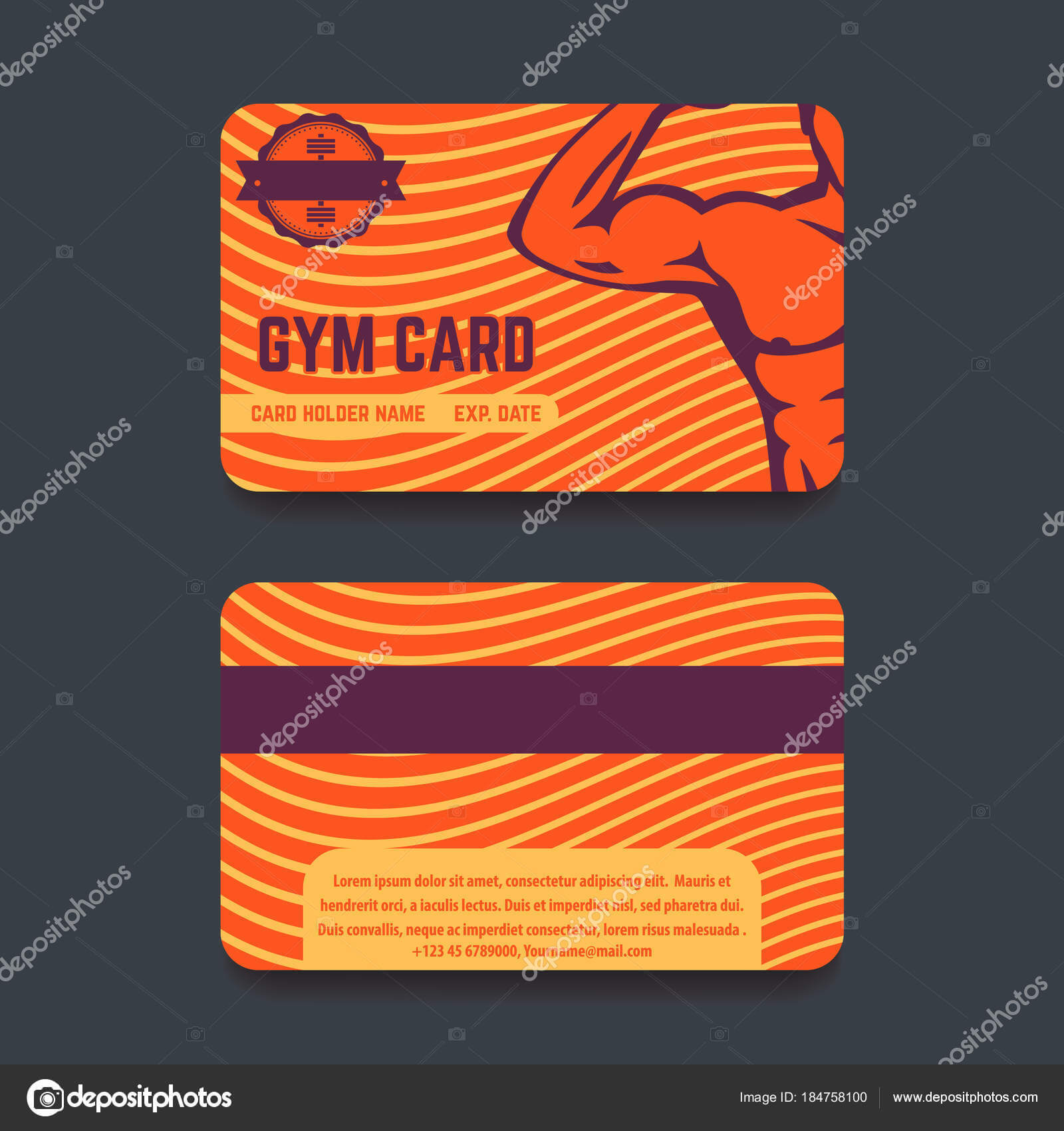 Gym Card Template Design — Stock Vector © Nexusby #184758100 For Gym Membership Card Template