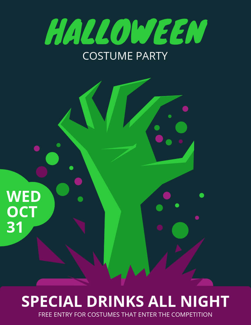 Halloween Costume Party Flyer Template Regarding Halloween Costume Certificate Template